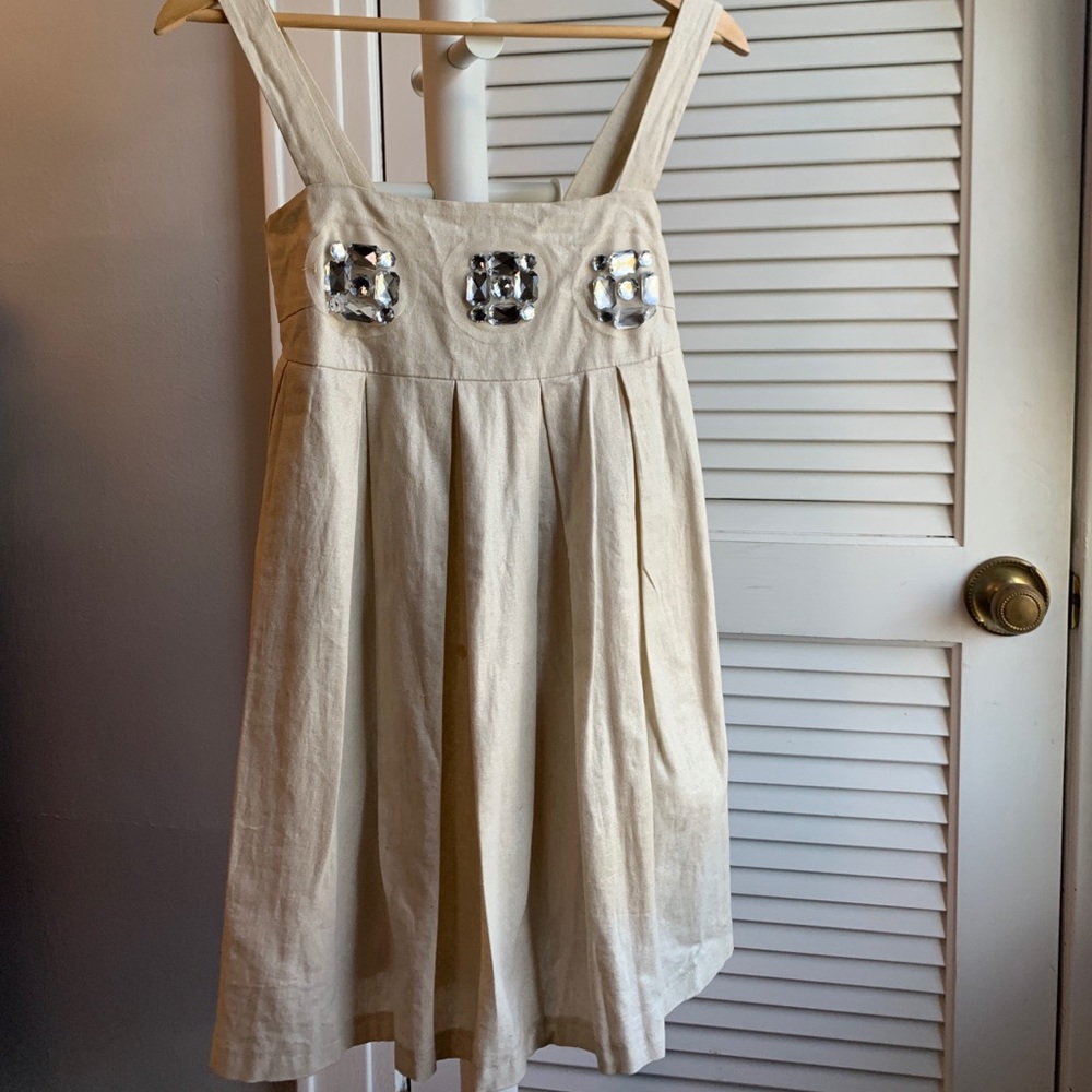 Glam- Empire waist Mini Dress w/ Jewels on Bodice